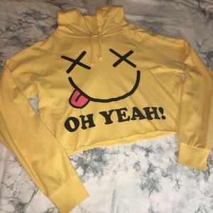 Forever 21 Smiley Cropped Hoodie
